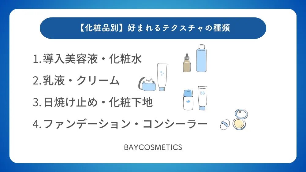 【化粧品別】好まれるテクスチャの種類